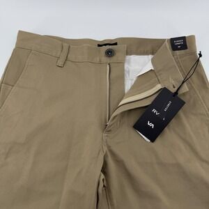 RVCA Weekend Stretch Shorts Mens 30 Khaki Solid Classic Length 20" NWT